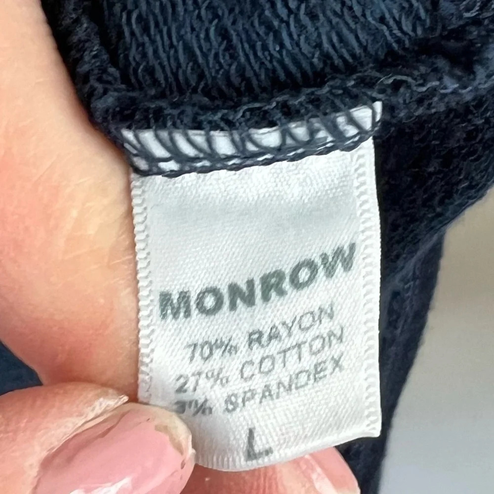 New MONROW NWT Supersoft Short Sleeve V-neck Dress w/Tie Inca Blue Women’s Large - Picture 8 of 13
